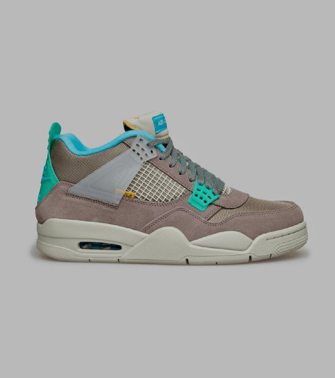 全新AJ4 Union联名款两个新配色即将发售 Union x Air Jordan 4 “Desert Moss” AJ4洛杉矶知名球鞋店铺联名 货号:DJ5718-300