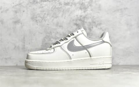 耐克空军3M反光 Nike Air Force 1 Low 耐克空军鞋带反光 空军一号LOGO反光 耐克空军白灰色低帮 货号:BQ8228-366