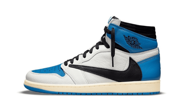 AJ1 TS 藤原浩联名白蓝高帮 Travis Scott x fragment design x Air Jordan 1 Hi AJ1倒钩闪电 货号:DH3227-105