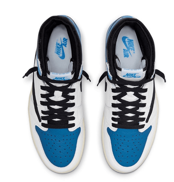 AJ1 TS 藤原浩联名白蓝高帮 Travis Scott x fragment design x Air Jordan 1 Hi AJ1倒钩闪电 货号:DH3227-105