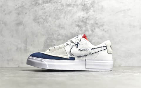 耐克开拓者拆线解构补丁低帮板鞋 Nike SB Zoom Blazer Mid 耐克SB ZOOM系列板鞋 货号：CI3833-100