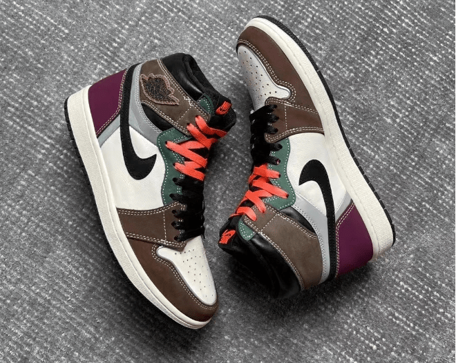 AJ1缝合怪高帮 AJ1拼色新配色 Air Jordan 1 High OG “Hand Crafted” AJ1白棕黑紫高帮 货号:DH3097-001