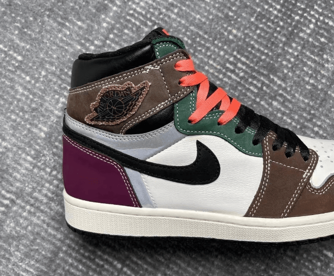 AJ1缝合怪高帮 AJ1拼色新配色 Air Jordan 1 High OG “Hand Crafted” AJ1白棕黑紫高帮 货号:DH3097-001