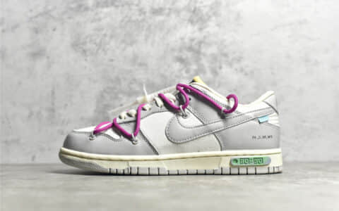 耐克Dunk OW联名新款 0ff-White x Nike Dunk Low“30 of 50” 耐克灰白色低帮联名款 货号：DM1602-100