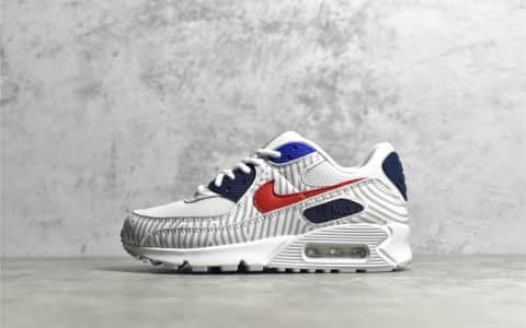 耐克MAX90白蓝红 NIKE Air Max 90 "Euro Tour" 耐克MAX90欧洲之旅 耐克慢跑鞋 货号：CW7574-100
