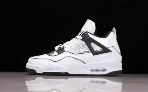 AJ4黑白手绘涂鸦实战球鞋 Air Jordan 4 “DIY” 莆田H12纯原版本复刻 货号：DC4101-100