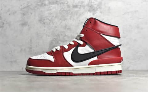 耐克Dunk AMBUSH联名芝加哥配色 AMBUSH x Nike Dunk High 耐克Dunk白红高帮 货号:CU7544-102