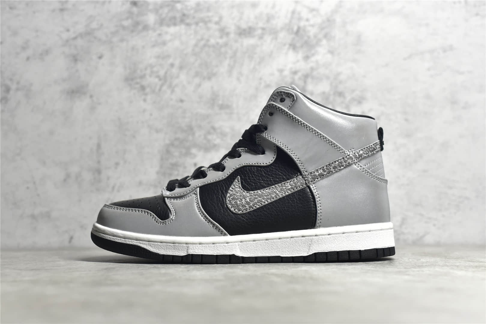 耐克Dunk白蛇黑灰高帮 Nike Dunk Prm Hi Sp 3M 耐克Dunk反光 耐克高帮板鞋 货号:624512-100