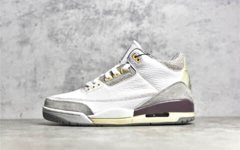 AJ3米白灰色联名款翻毛皮 A Ma Maniére x Air Jordan 3 "Medium Grey" 过验AJ球鞋 AJ拼图过验 货号：DH3434 110