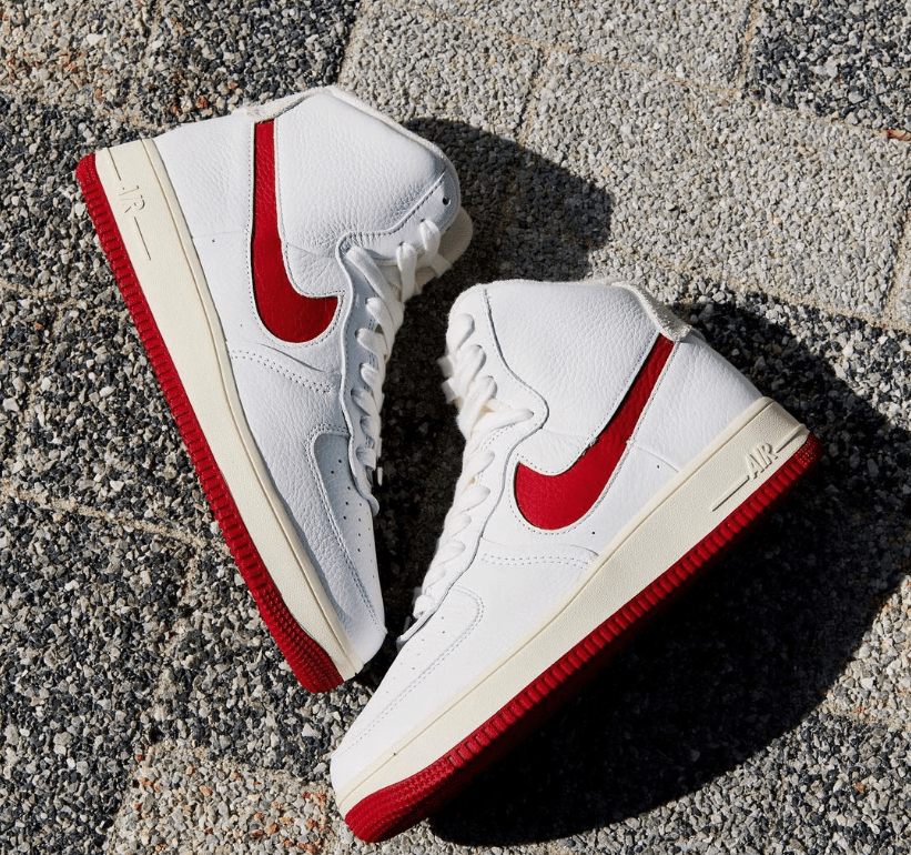 耐克空军高帮白红白灰 Nike Air Force 1 Strapless 耐克空军一号新款 货号:DC3590-100/DC3590-101