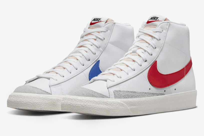 耐克开拓者高帮新配色 Nike Blazer Mid ’77 耐克开拓者红蓝钩 耐克鸳鸯钩 货号:BQ6806-117 BQ6806-116