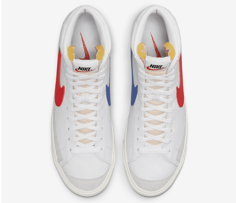 耐克开拓者高帮新配色 Nike Blazer Mid ’77 耐克开拓者红蓝钩 耐克鸳鸯钩 货号:BQ6806-117 BQ6806-116