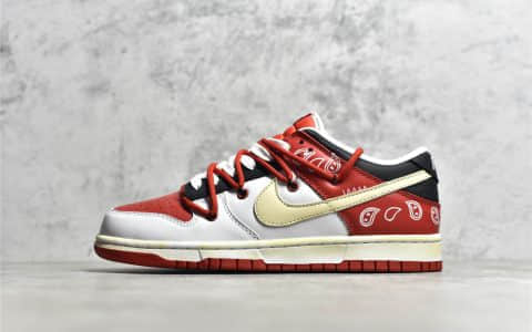 耐克Dunk NBA联名 NBA x Nike Dunk Low “University Red” 耐克Dunk白红腰果花低帮 货号 :DD1391-600