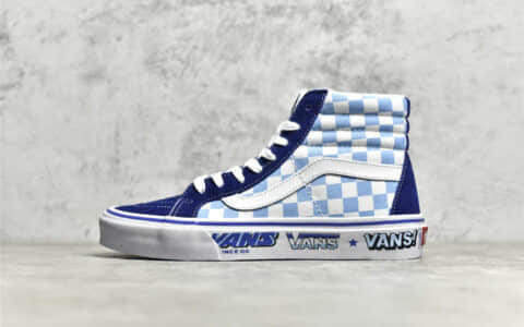 万斯棋盘格蓝色高帮 Vans SK8 Hi 38 DX 高端万斯货源 万斯蓝白棋盘格帆布鞋 货号:VN0A5KRIA5I