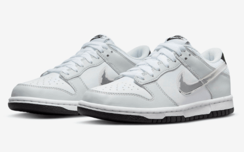 耐克Dunk灰色 Nike Dunk Low “Glitch Swoosh” 耐克Dunk灰白低帮 货号:DV3033-001