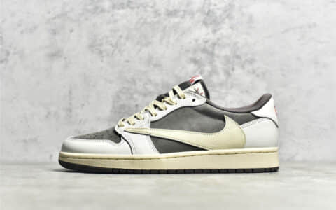 AJ1倒钩白粽低帮LJR纯原版本 Air Jordan 1 x Travis Scott 原厂AJ复刻 AJ1联名系列 货号:DM7866-162