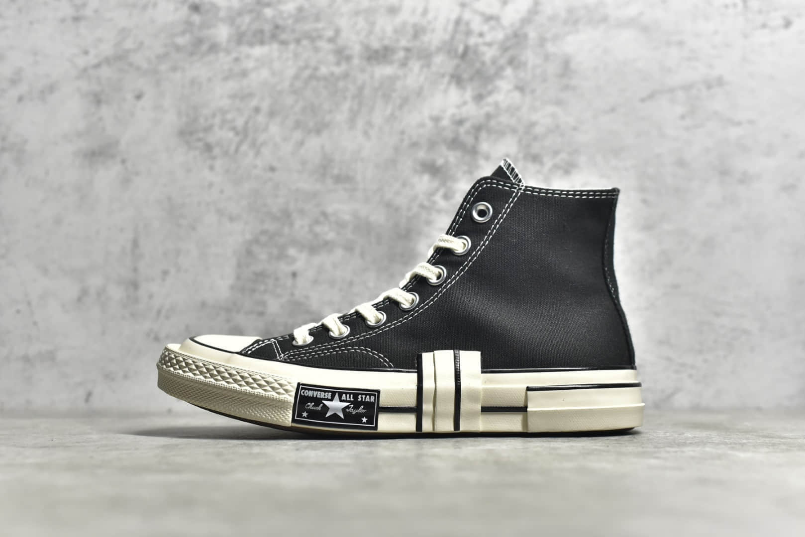 匡威1970S黑色高帮解构鞋 Converse Chuck 70 Rubber patchwork 匡威新款双围条鞋头 货号：A02113C
