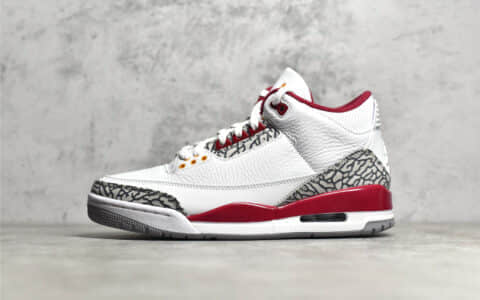 AJ3白红球鞋 Air Jordan 3 “Cardinal” H12纯原版本AJ3爆裂纹 货号:CT8532-126