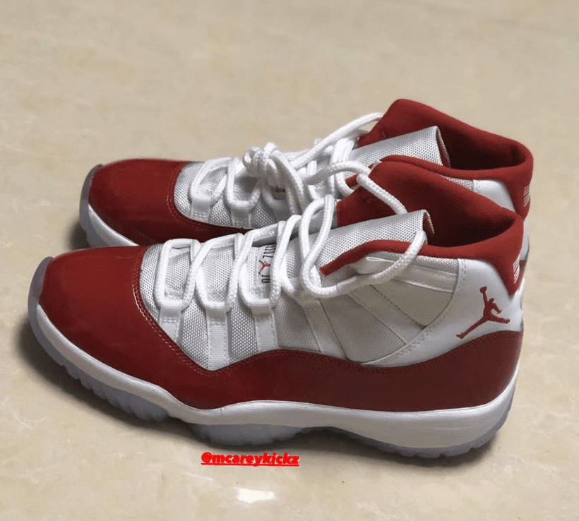 新款AJ11樱桃最新实物图 Air Jordan 11 “Cherry” 年底发售AJ11白红真碳实战球鞋 货号:CT8012-116