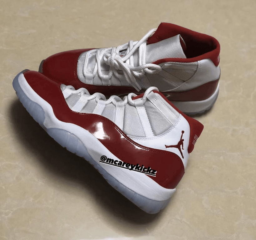 新款AJ11樱桃最新实物图 Air Jordan 11 “Cherry” 年底发售AJ11白红真碳实战球鞋 货号:CT8012-116