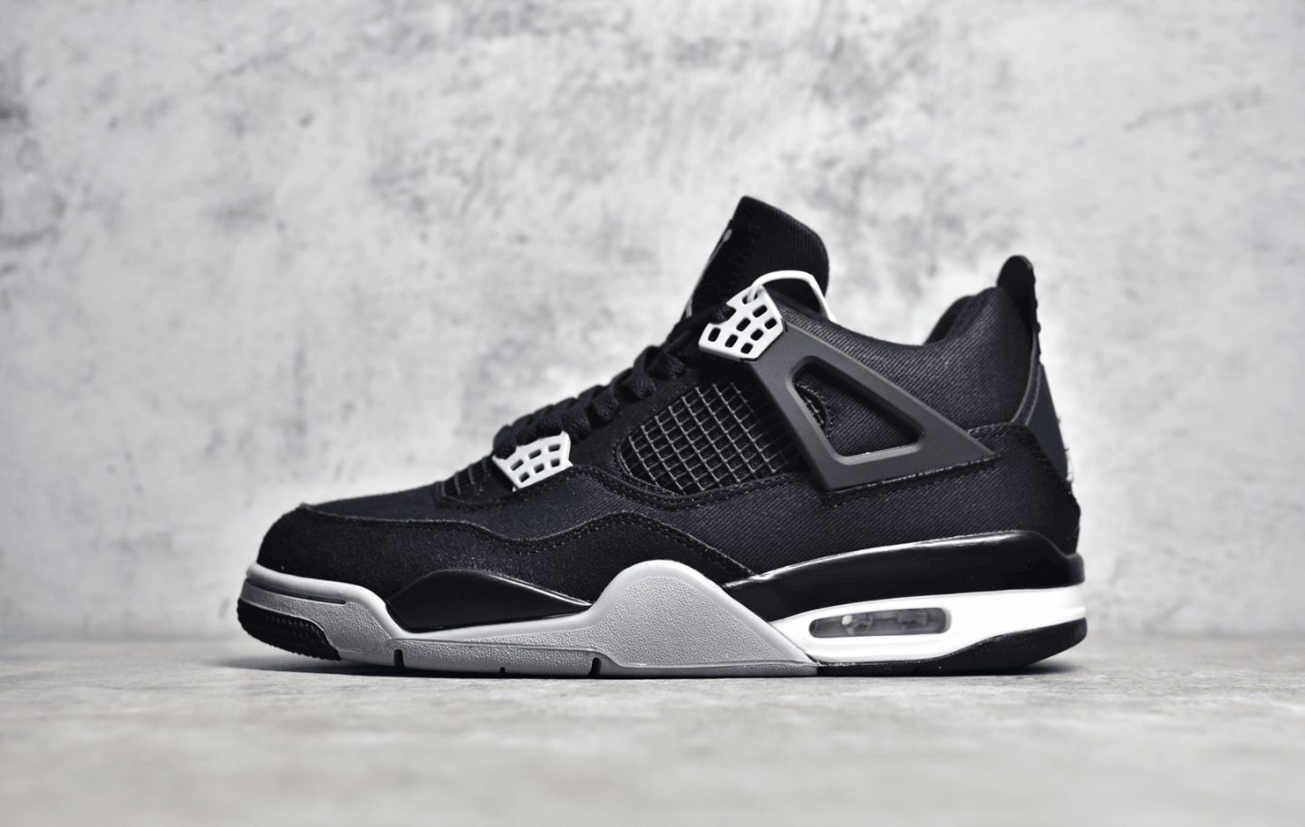 AJ4酷黑单宁实战球鞋 Air Jordan 4 Retro"Black Canvas" AJ4黑色 耐克新款缓震球鞋 货号:DH7138-006