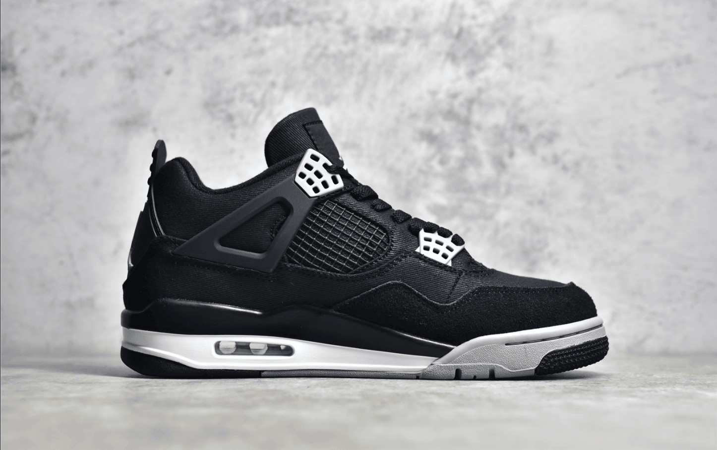 AJ4酷黑单宁实战球鞋 Air Jordan 4 Retro"Black Canvas" AJ4黑色 耐克新款缓震球鞋 货号:DH7138-006