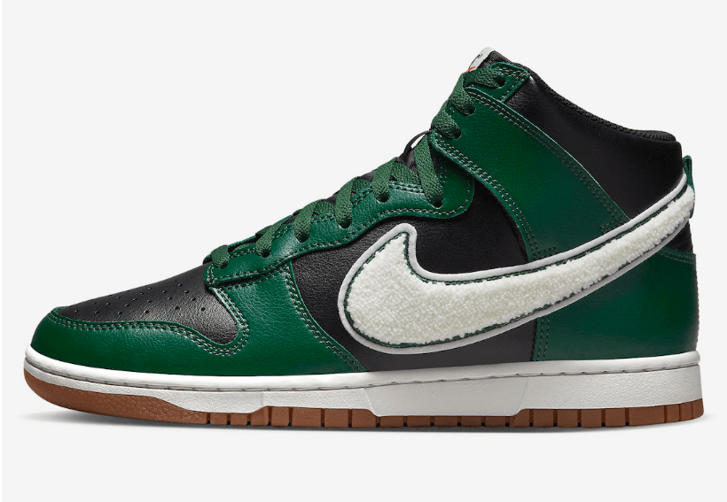耐克Dunk黑绿高帮官图 Nike Dunk High “Chenille Swoosh” 耐克Dunk毛绒钩子新款 货号:DR8805-001