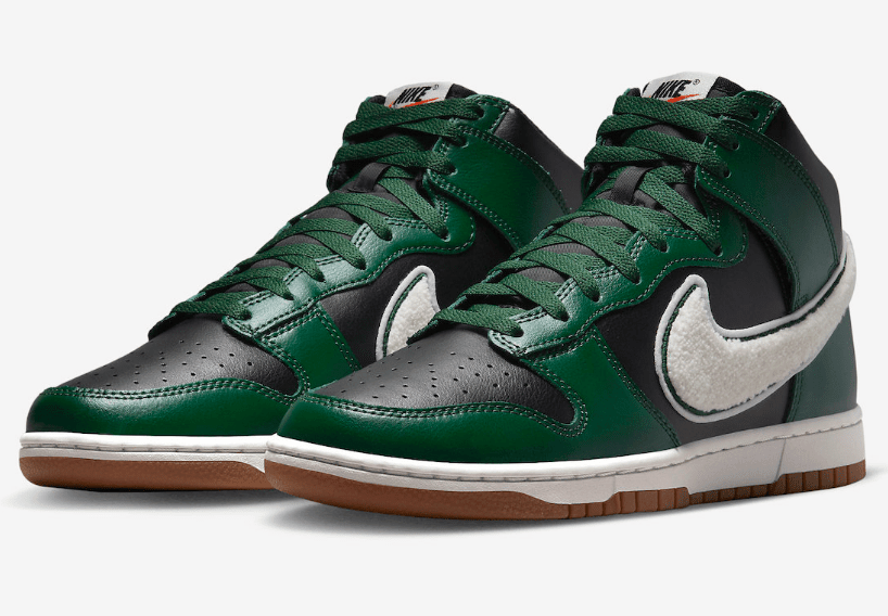 耐克Dunk黑绿高帮官图 Nike Dunk High “Chenille Swoosh” 耐克Dunk毛绒钩子新款 货号:DR8805-001