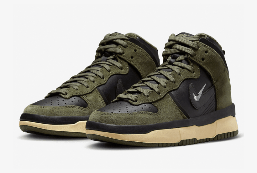 耐克DUNK黑绿麂皮高帮 Nike Dunk High Up “Medium Olive” 耐克Dunk军绿新款 货号:DH3718-200