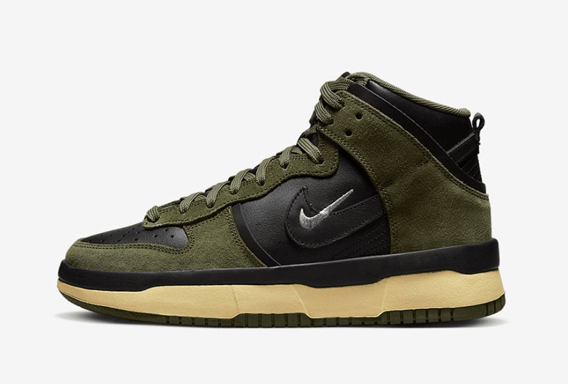 耐克DUNK黑绿麂皮高帮 Nike Dunk High Up “Medium Olive” 耐克Dunk军绿新款 货号:DH3718-200