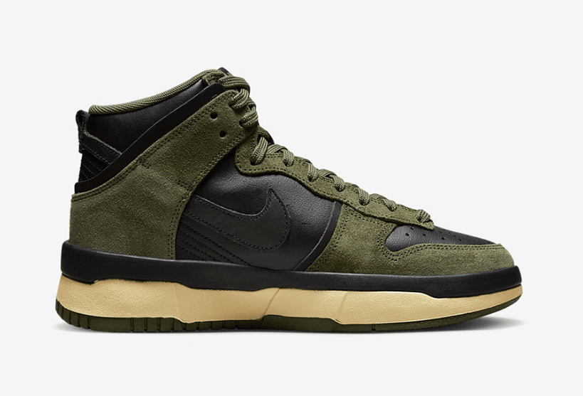 耐克DUNK黑绿麂皮高帮 Nike Dunk High Up “Medium Olive” 耐克Dunk军绿新款 货号:DH3718-200