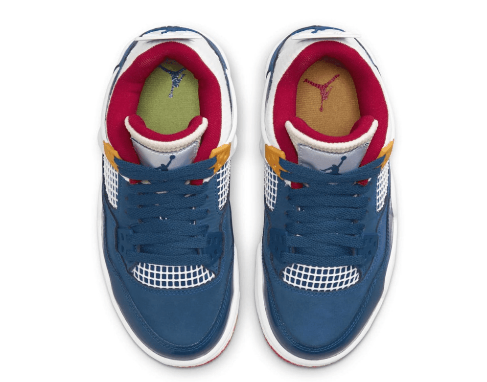 全新AJ4小Union联名实物图曝光 Air Jordan 4 GS “Messy Room” AJ4白蓝新款 货号:DR6952-400