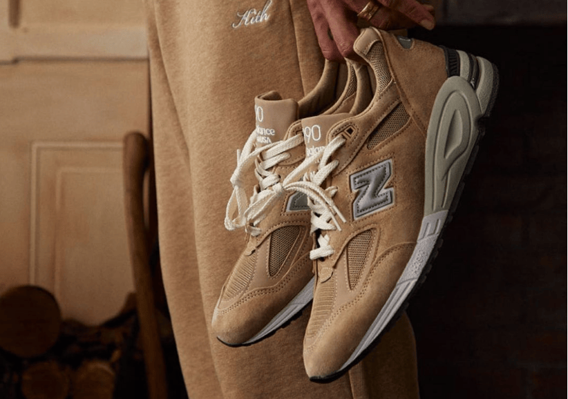 新百伦NB KITH联名实物图 KITH x New Balance 990V2 “Tan” 新百伦最新联名跑鞋 货号:M990KS2
