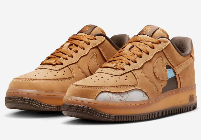 耐克Dunk小麦镂空花卉低帮 Nike Air Force 1 Low “Wheat Mocha”  货号：DQ7580-700
