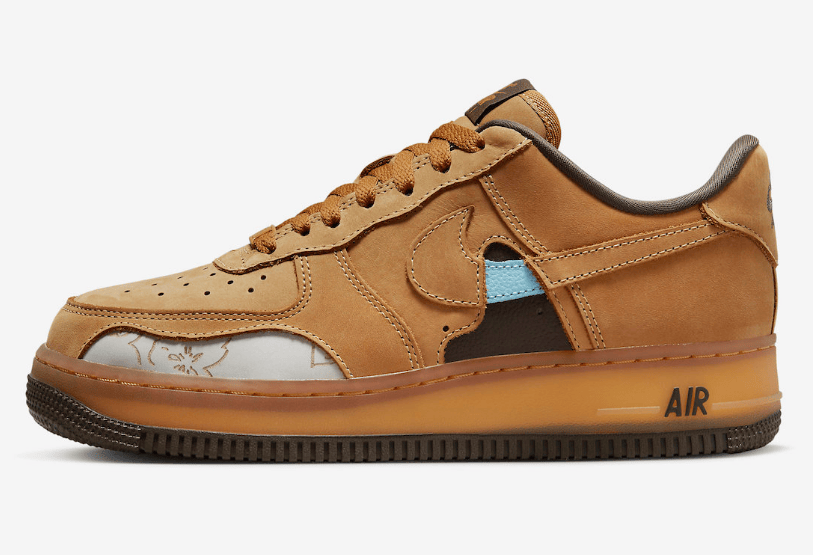耐克Dunk小麦镂空花卉低帮 Nike Air Force 1 Low “Wheat Mocha”  货号：DQ7580-700