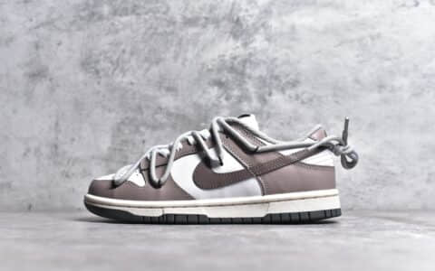 莆田耐克Dunk绑带可可拿铁摩卡棕配色 Nike Dunk Low 耐克夏天板鞋 耐克透气皮质板鞋 货号DD1503-117