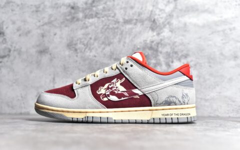 耐克SB Dunk龙年限定灰红低帮Nike SB Dunk Low耐克SB Dunk灰红耐克Dunk纯原版本莆田耐克DUNK工厂货号FJ5429-133
