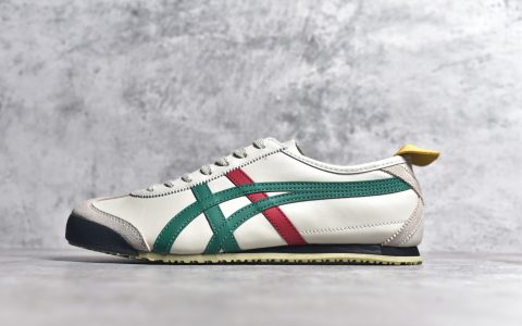 亚瑟士鬼冢虎灰绿头层皮正品代购Asics OnitsukaTiger Mexico 66亚瑟士板鞋鬼冢虎头层皮亚瑟士货号F580823