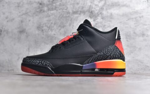 AJ3 J Balvin联名黑色球鞋OG纯原版本J Balvin x Air Jordan 3 AJ3彩虹渐变货号FN0344-001