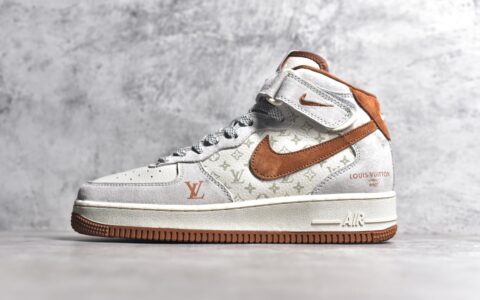耐克空军LV联名灰色高帮Nike Air Force 1'07 Mid LV联名耐克空军荧光牛仔耐克空军中帮板鞋货号DQ7688-400