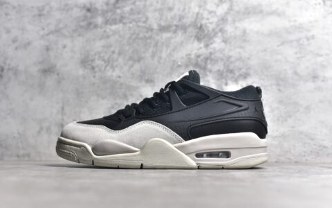 AJ4黑白熊猫低帮实战球鞋Air Jordan 4纯原版本莆田AJ4工厂AJ4黑色低帮球鞋货号FQ7939-001