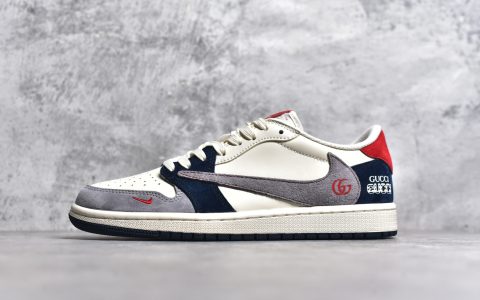AJ1倒钩古驰联名低帮板鞋AJ1 x 藤原浩 x古驰三方联名AJ倒钩闪电TS联名AJ1倒钩新配色货号DM7866-039